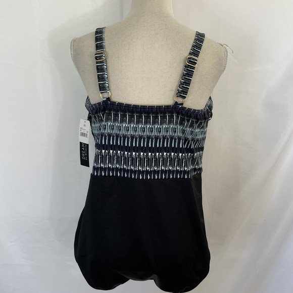 Dreamsuit Miraclesuits One Piece Swimsuit Cross Ruched Metallics Black Size 18W - Picture 3 of 8
